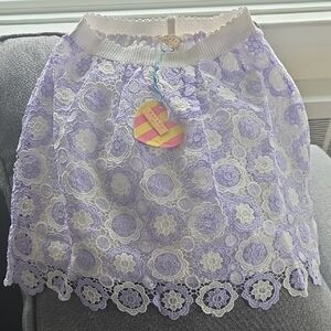 Hayden Los Angeles - Lavender and White Lace Mini Skirt